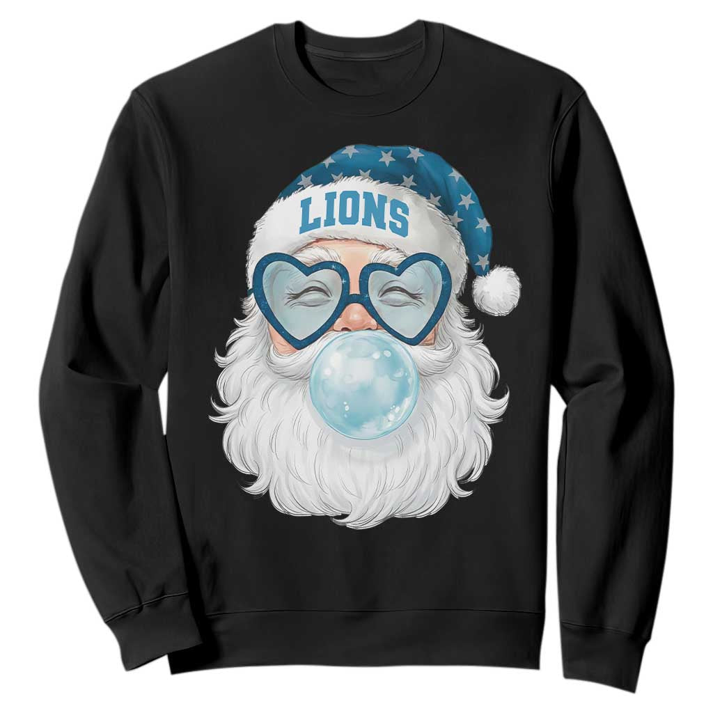 Christmas Lions Fan Sweatshirt Vintage Retro Santa Bubble Gum Game Day TS10 Black Print Your Wear