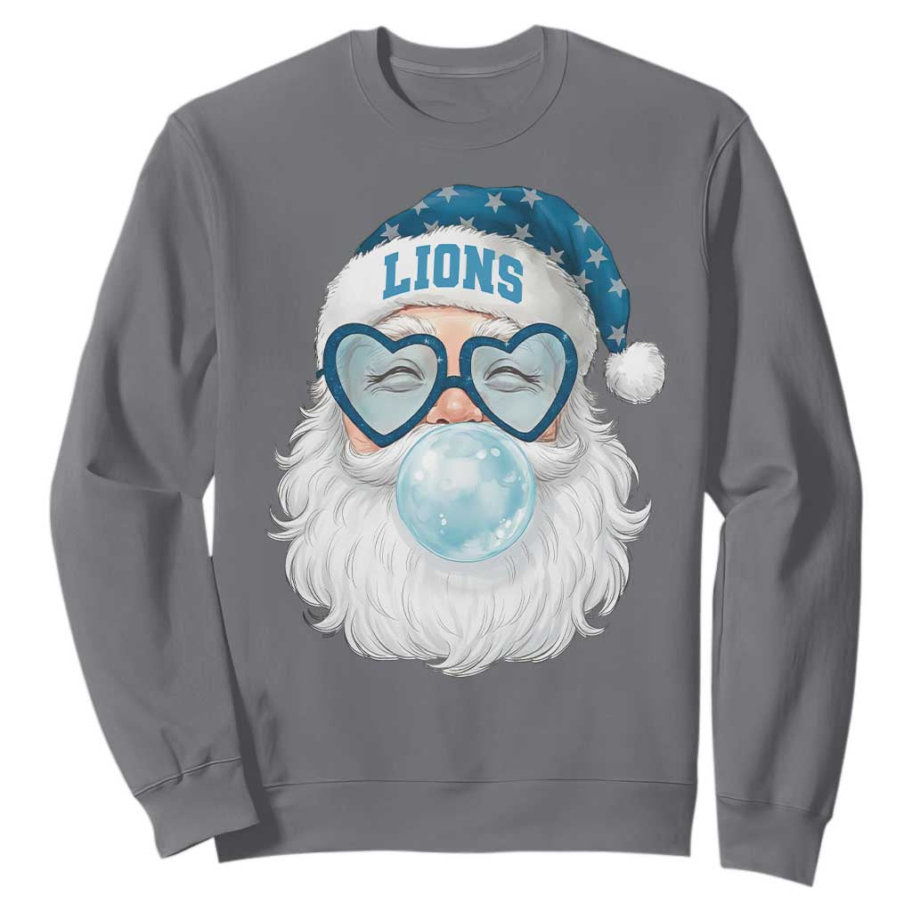 Christmas Lions Fan Sweatshirt Vintage Retro Santa Bubble Gum Game Day TS10 Charcoal Print Your Wear