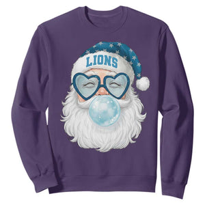Christmas Lions Fan Sweatshirt Vintage Retro Santa Bubble Gum Game Day TS10 Purple Print Your Wear