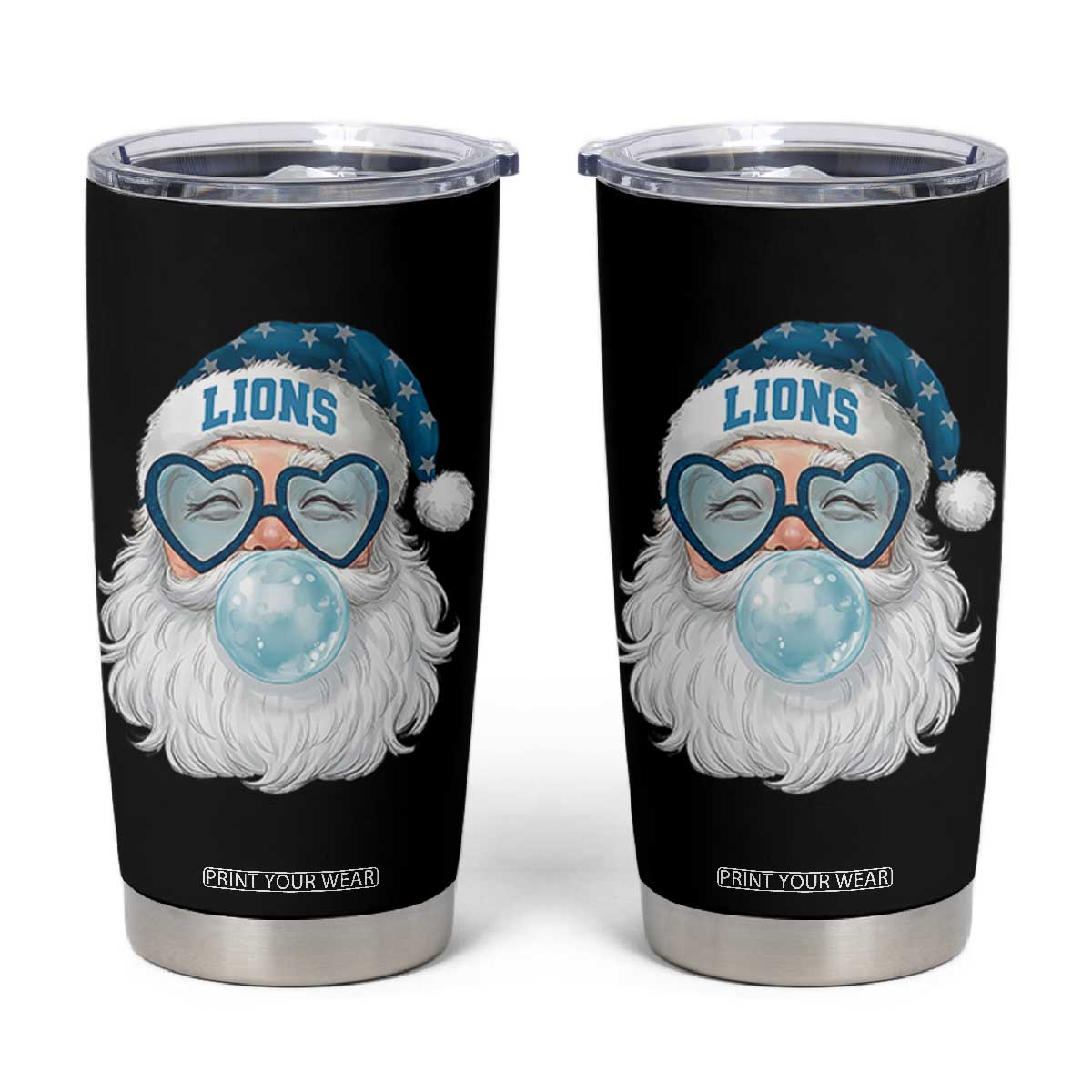 Christmas Lions Fan Tumbler Cup Vintage Retro Santa Bubble Gum Game Day TS10 Black Print Your Wear