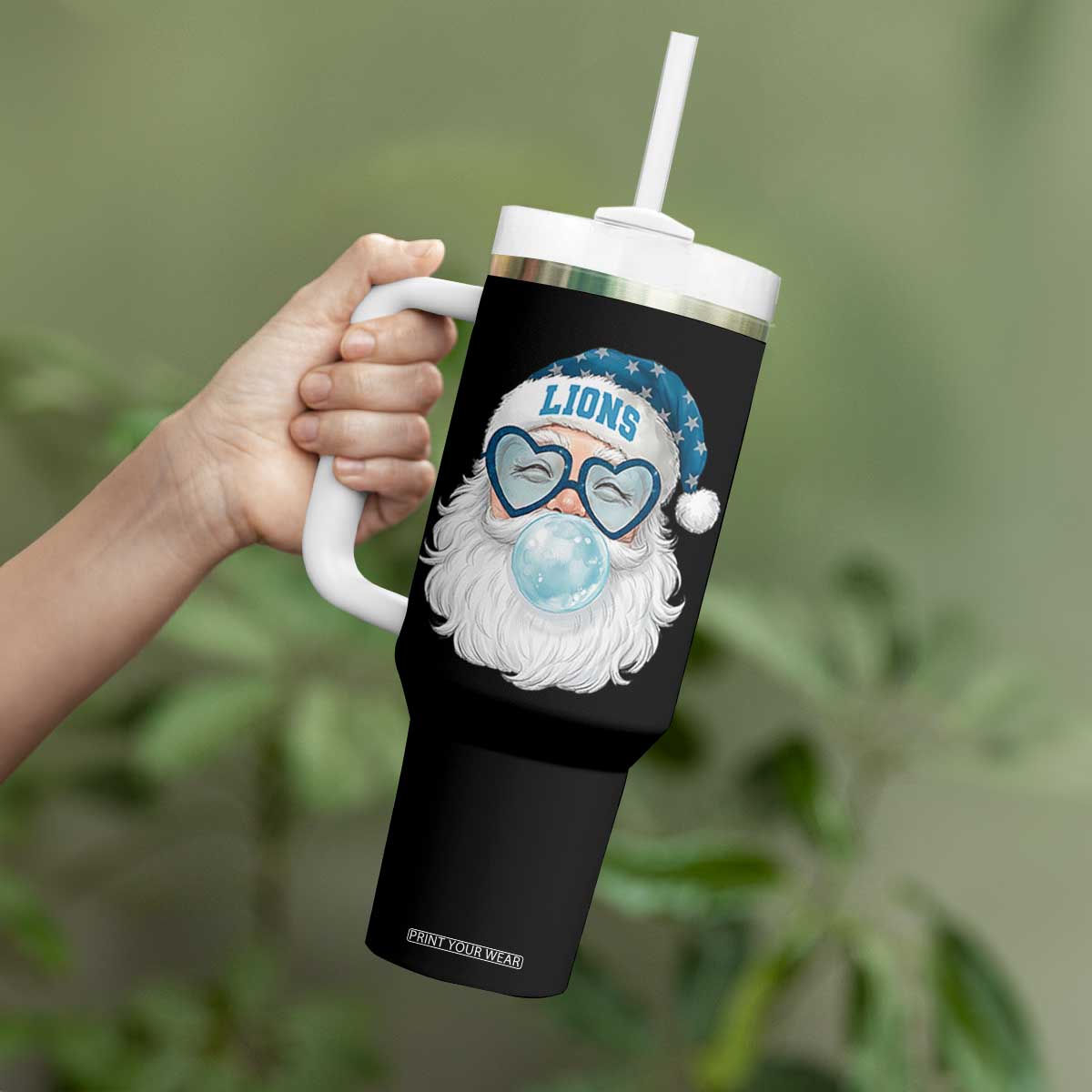 Christmas LF Tumbler With Handle Vintage Retro Santa Bubble Gum Game Day TS10 Print Your Wear