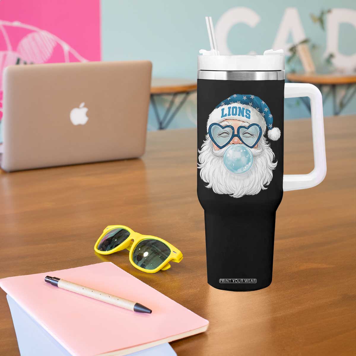 Christmas LF Tumbler With Handle Vintage Retro Santa Bubble Gum Game Day TS10 Print Your Wear