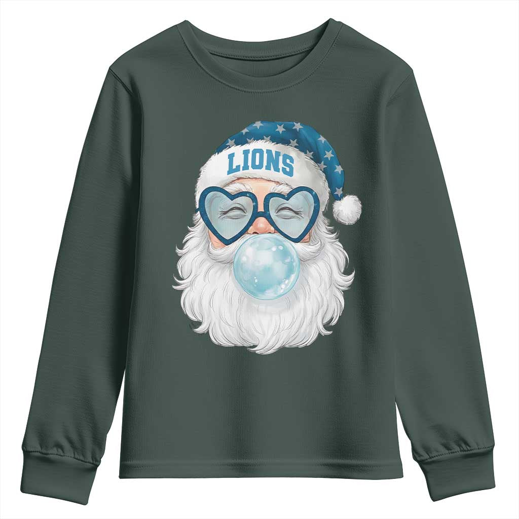 Christmas LF Youth Sweatshirt Vintage Retro Santa Bubble Gum Game Day TS10 Dark Forest Green Print Your Wear