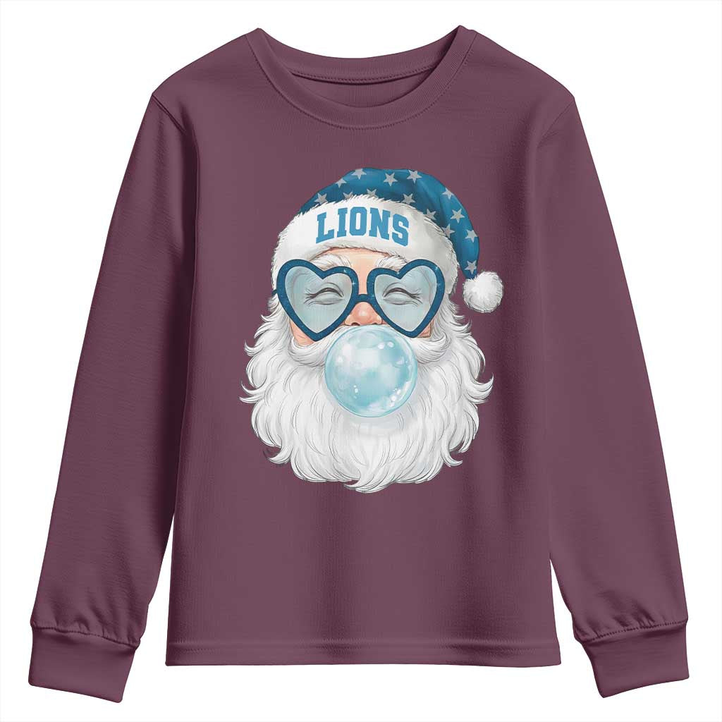 Christmas LF Youth Sweatshirt Vintage Retro Santa Bubble Gum Game Day TS10 Maroon Print Your Wear