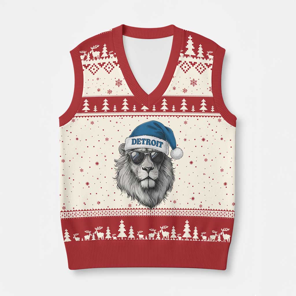 Vintage LF Christmas V-Neck Knit Sweater Vest Game Day Santa Hat Football Lovers TS10 Beige Red Print Your Wear