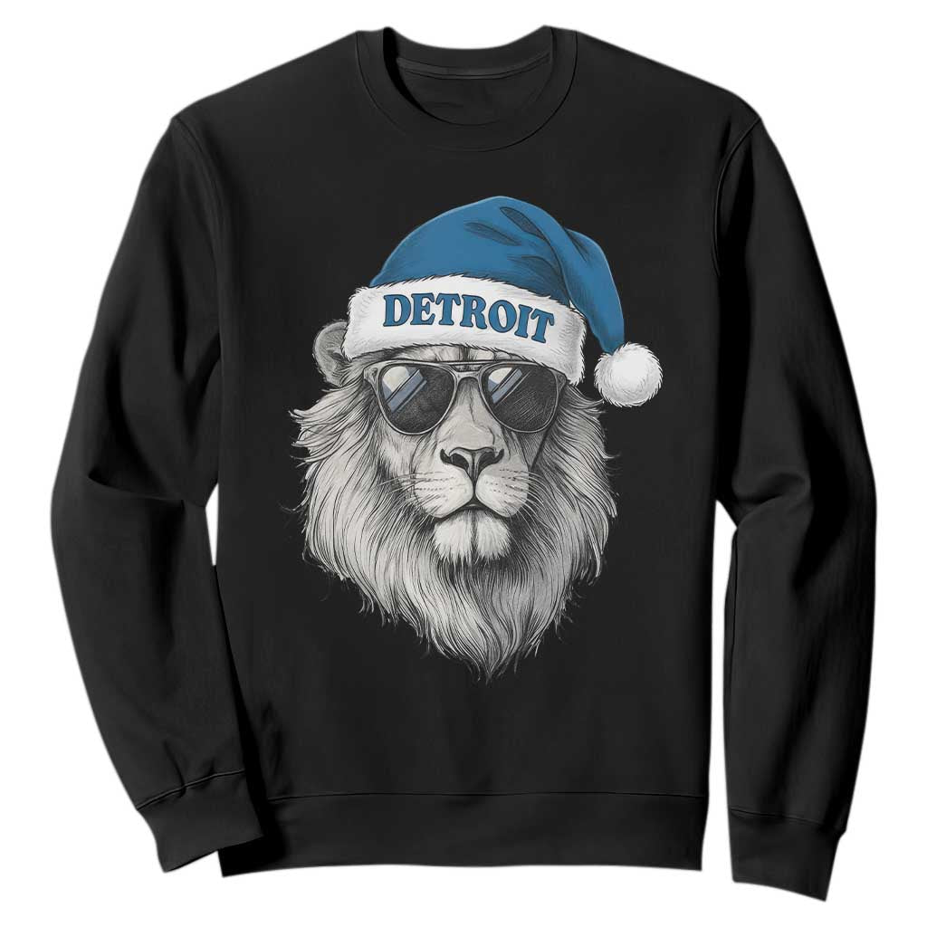 Vintage Detroit Christmas Sweatshirt Mascot Game Day Santa Hat Football Lovers TS10 Black Print Your Wear