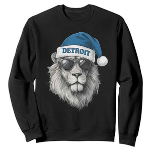 Vintage Detroit Christmas Sweatshirt Mascot Game Day Santa Hat Football Lovers TS10 Black Print Your Wear