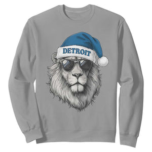 Vintage Detroit Christmas Sweatshirt Mascot Game Day Santa Hat Football Lovers TS10 Sport Gray Print Your Wear