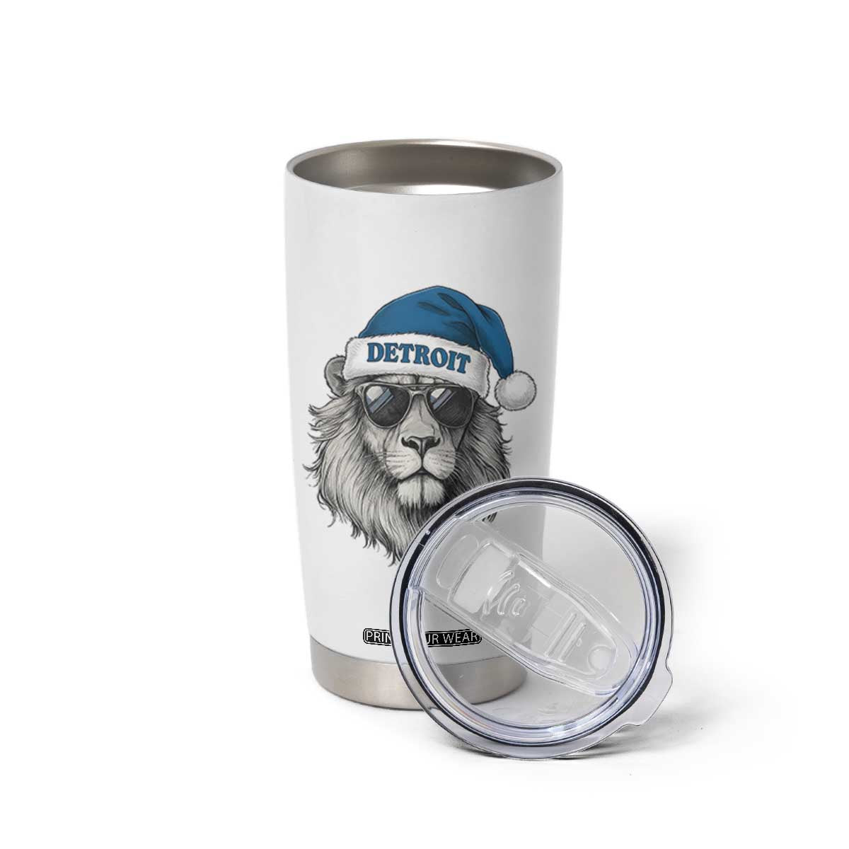 Vintage Detroit Christmas Tumbler Cup Mascot Game Day Santa Hat Football Lovers TS10 Print Your Wear