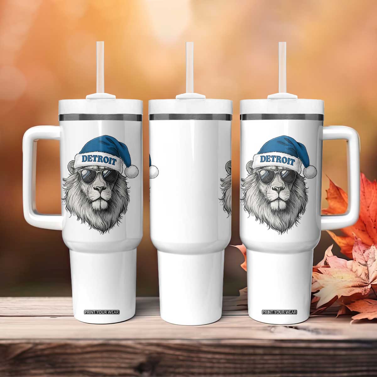 Vintage LF Christmas Tumbler With Handle Game Day Santa Hat Football Lovers TS10 Print Your Wear