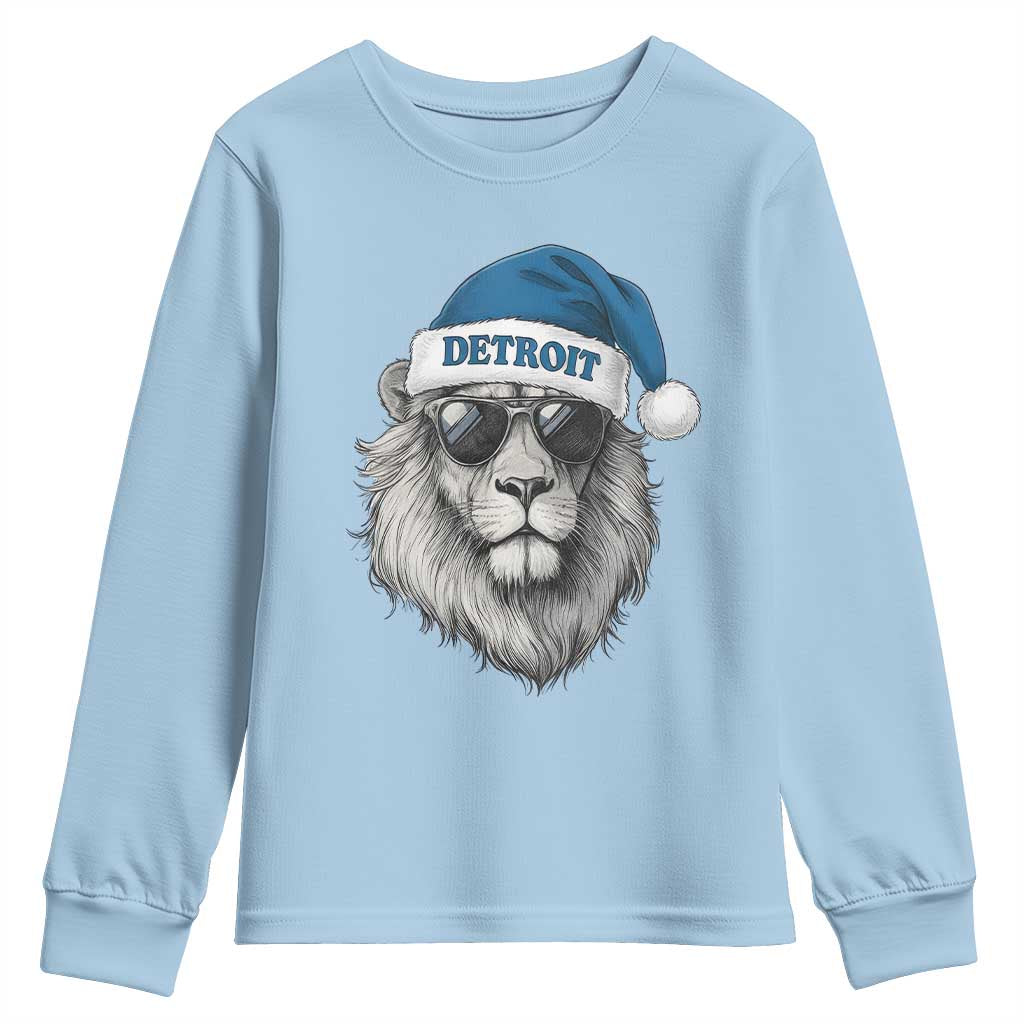 Vintage LF Christmas Youth Sweatshirt Game Day Santa Hat Football Lovers TS10 Light Blue Print Your Wear