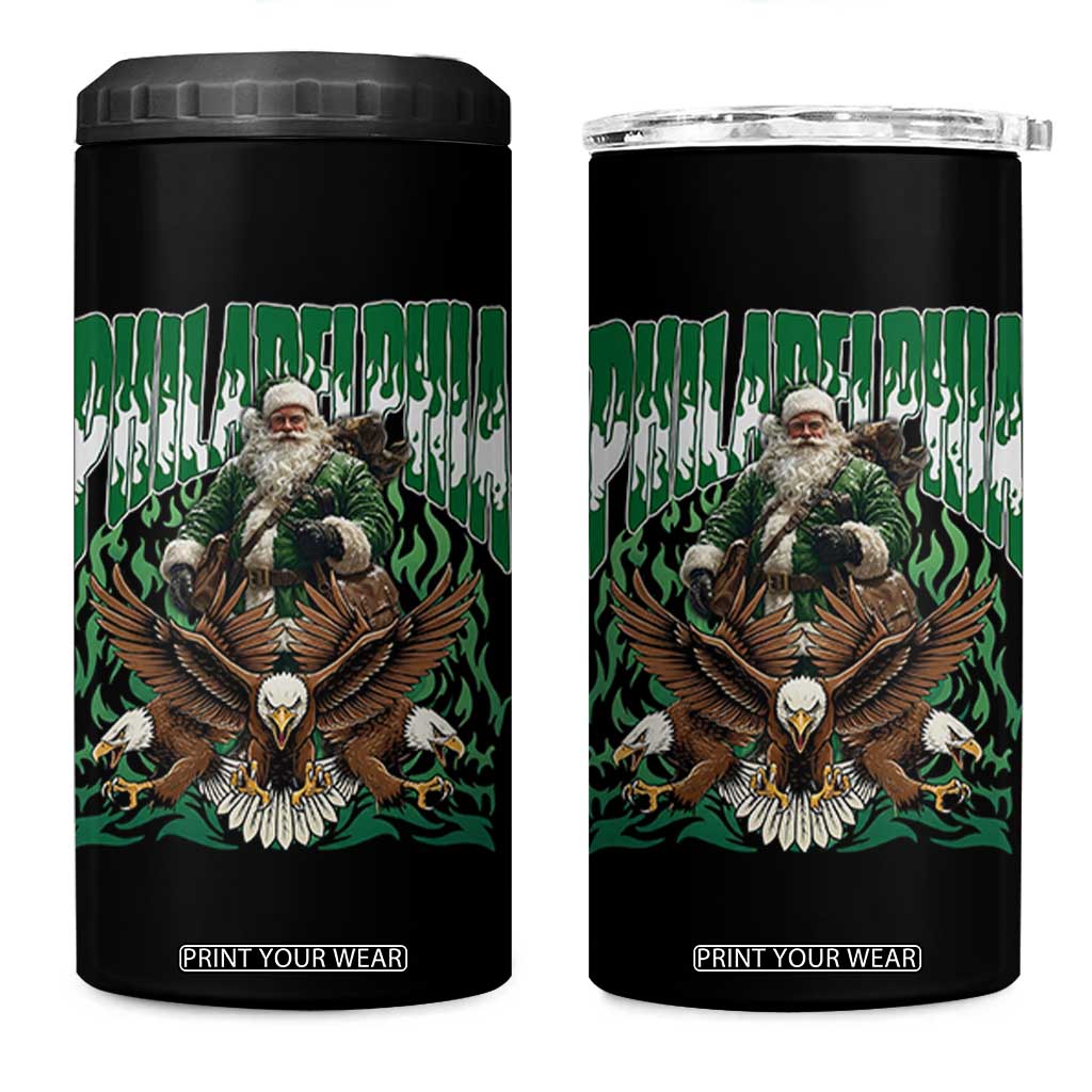 Funny Xmas Philly 4 in 1 Can Cooler Tumbler Fly Santa Fly PFE Pride TS10 One Size: 16 oz Black Print Your Wear