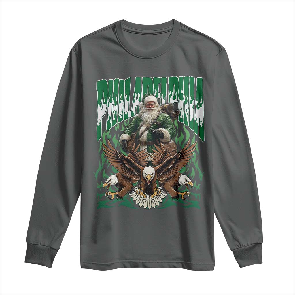 Funny Xmas Philly Long Sleeve Shirt Fly Santa Fly PFE Pride TS10 Dark Heather Print Your Wear
