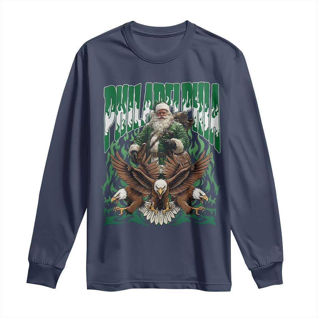 Funny Xmas Philly Long Sleeve Shirt Fly Santa Fly PFE Pride TS10 Navy Print Your Wear