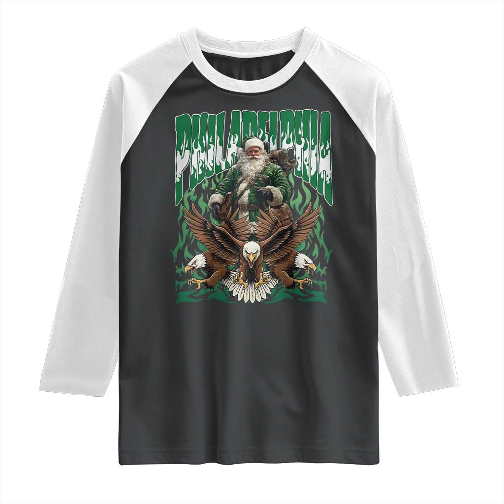 Funny Xmas Philly Raglan Shirt Fly Santa Fly PFE Pride TS10 Black White Print Your Wear