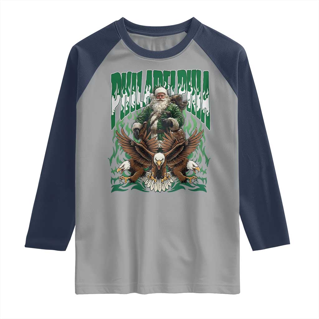 Funny Xmas Philly Raglan Shirt Fly Santa Fly PFE Pride TS10 Sport Gray Navy Print Your Wear