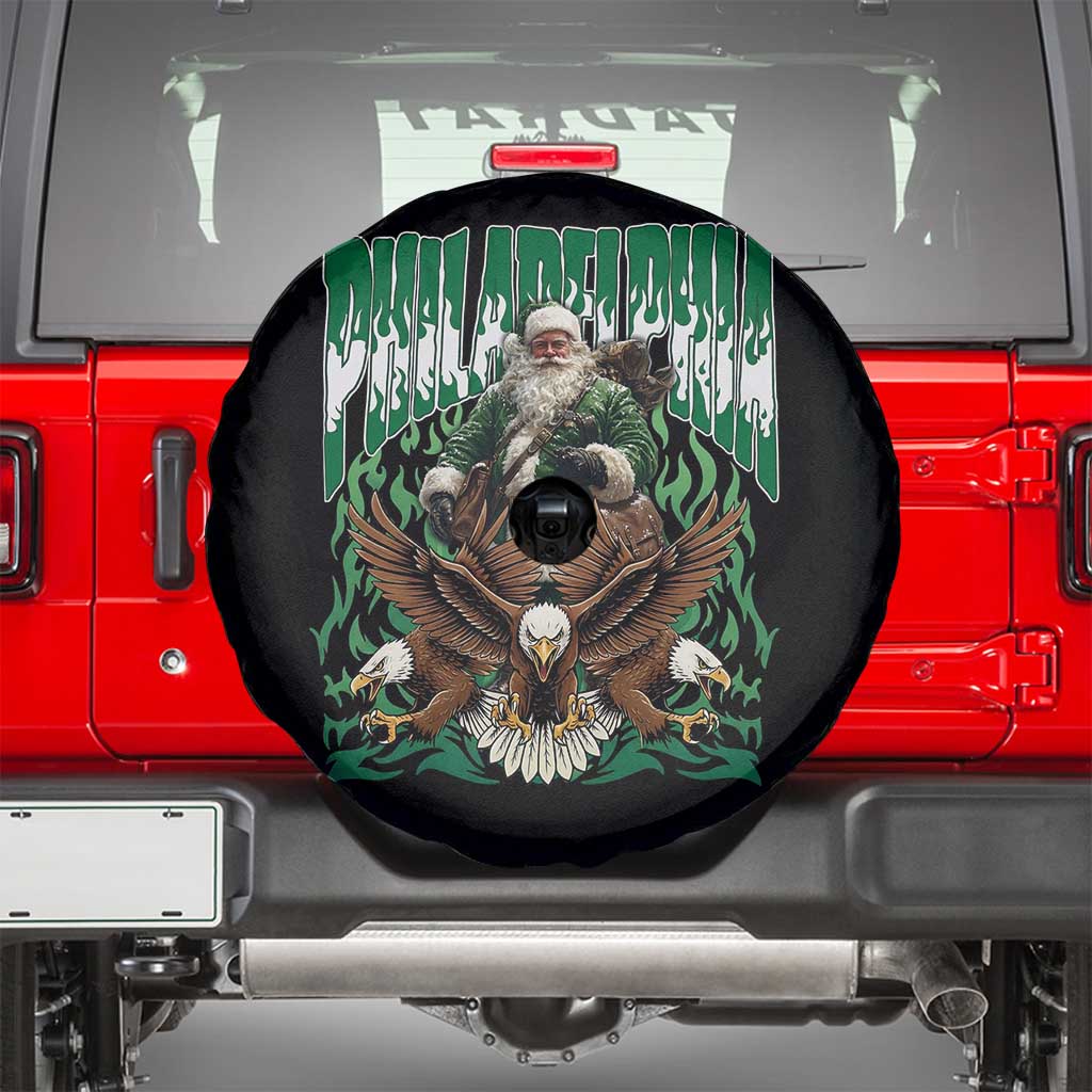 Funny Xmas Philly Spare Tire Cover Fly Santa Fly PFE Pride TS10 Black Print Your Wear