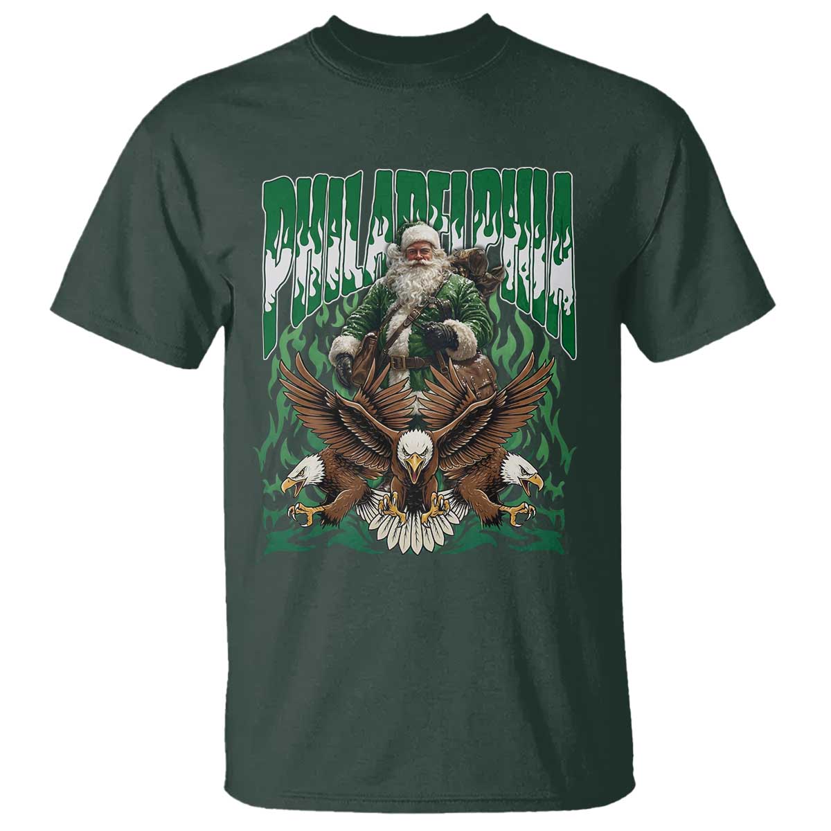 Funny Xmas Philly T Shirt Fly Santa Fly PFE Pride TS10 Dark Forest Green Print Your Wear