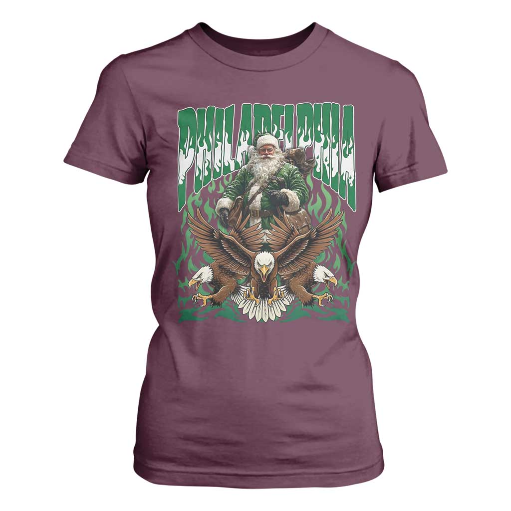 Funny Xmas Philly T Shirt For Women Fly Santa Fly PFE Pride TS10 Maroon Print Your Wear