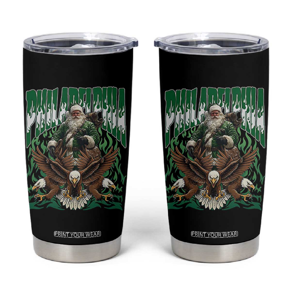 Funny Xmas Philly Tumbler Cup Fly Santa Fly PFE Pride TS10 Black Print Your Wear