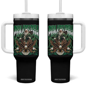 Funny Xmas Philly Tumbler With Handle Fly Santa Fly PFE Pride TS10 One Size: 40 oz Black Print Your Wear