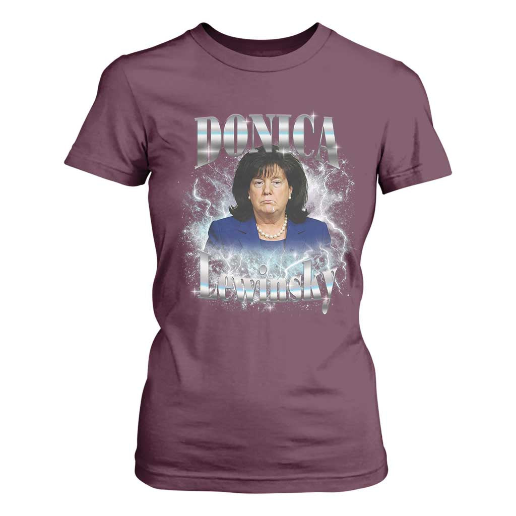 Funny Donica Lewinsky T Shirt For Women Big Beautiful Bill Clinton Bubba Trump Bootleg TS10 Maroon Print Your Wear