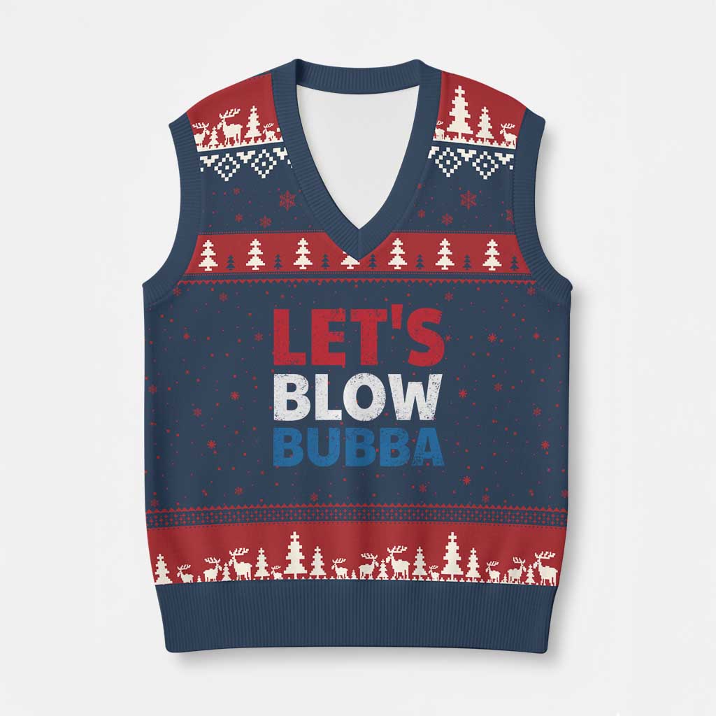 Let's Blow Bubba V-Neck Knit Sweater Vest Donica Lewinsky Political Humor TS10 Navy Red Print Your Wear