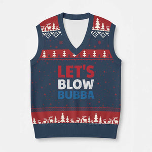Let's Blow Bubba V-Neck Knit Sweater Vest Donica Lewinsky Political Humor TS10 Navy Red Print Your Wear
