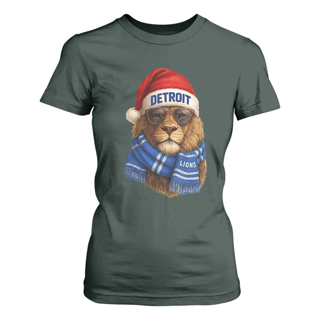 Vintage LF Christmas T Shirt For Women Game Day Santa Hat Football Lovers TS10 Dark Forest Green Print Your Wear
