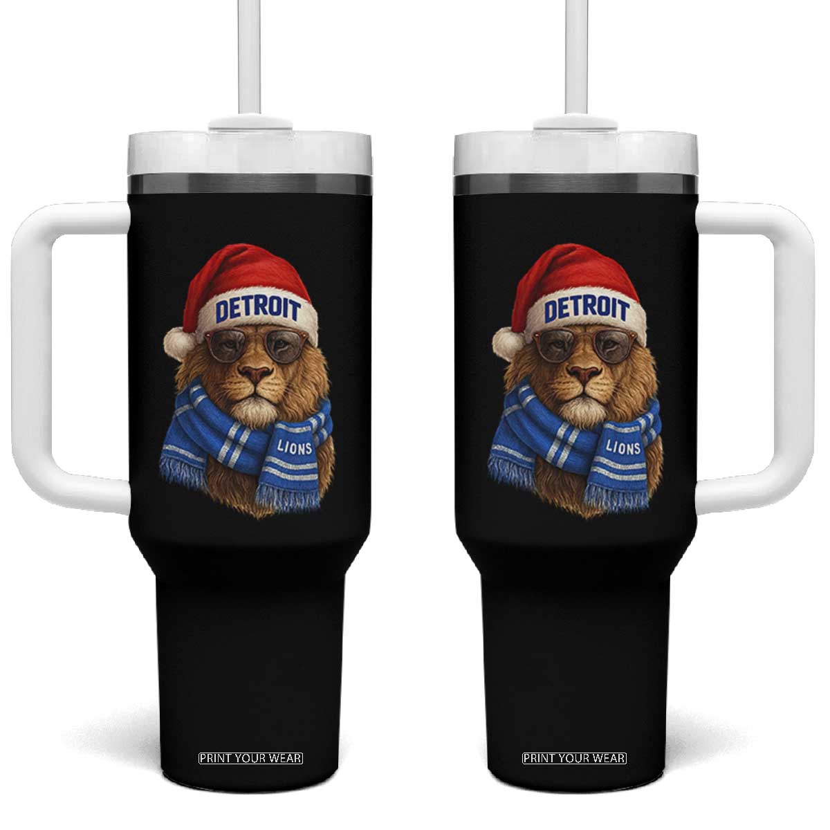 Vintage LF Christmas Tumbler With Handle Game Day Santa Hat Football Lovers TS10 One Size: 40 oz Black Print Your Wear