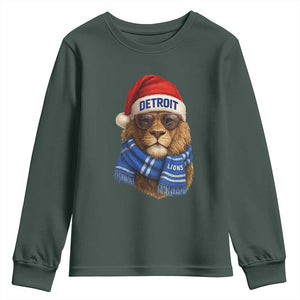 Vintage LF Christmas Youth Sweatshirt Game Day Santa Hat Football Lovers TS10 Dark Forest Green Print Your Wear