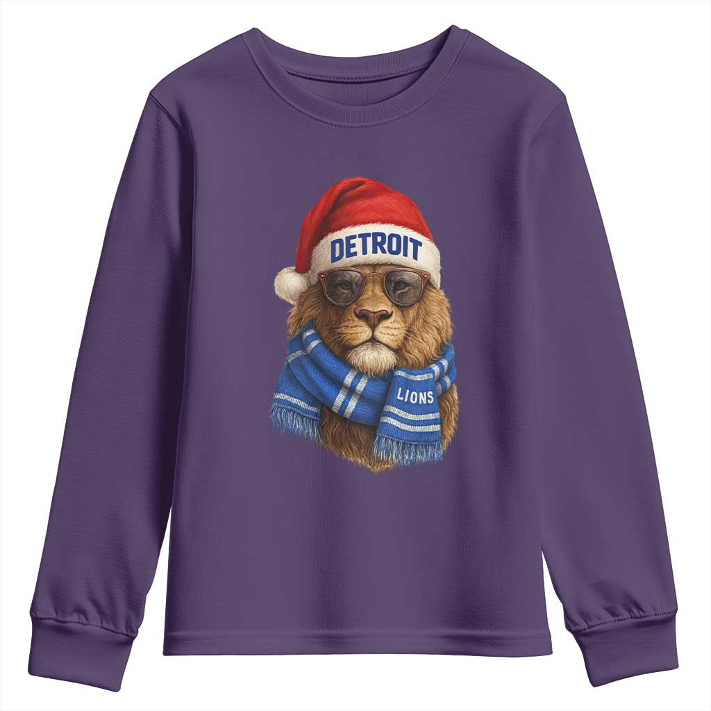Vintage LF Christmas Youth Sweatshirt Game Day Santa Hat Football Lovers TS10 Purple Print Your Wear