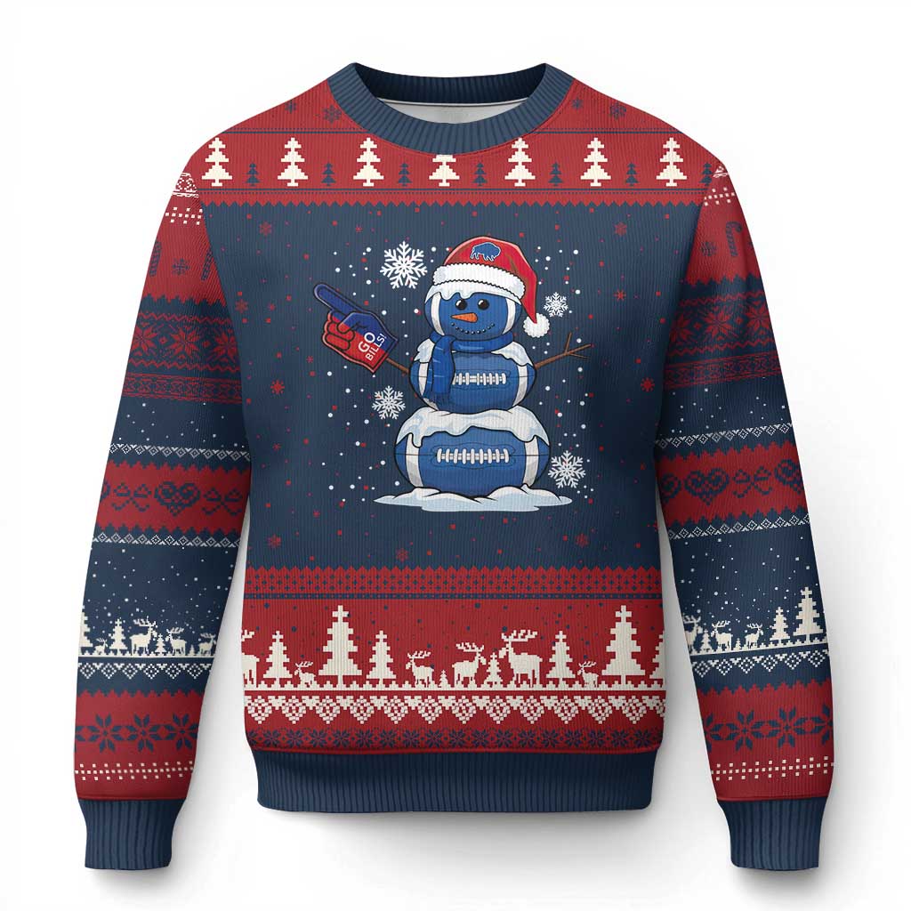 Christmas BFB Football Ugly Christmas Sweater Vintage 90s BFB Sports Fan Football Snowman Xmas Pajamas TS10 Navy Red Print Your Wear