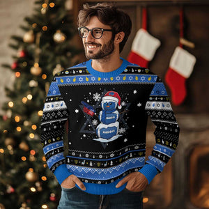 Christmas BFB Football Hanukkah Ugly Sweater Vintage 90s BFB Sports Fan Football Snowman Xmas Pajamas TS10 Black Blue Print Your Wear
