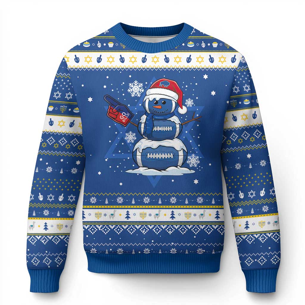Christmas BFB Football Hanukkah Ugly Sweater Vintage 90s BFB Sports Fan Football Snowman Xmas Pajamas TS10 Blue White Print Your Wear