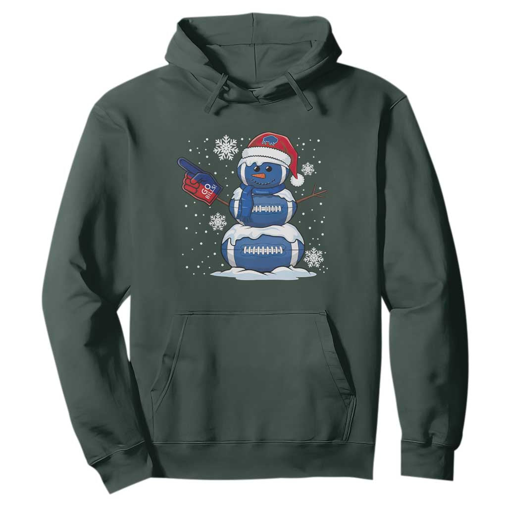 Christmas BFB Football Hoodie Vintage 90s BFB Sports Fan Football Snowman Xmas Pajamas TS10 Dark Forest Green Print Your Wear