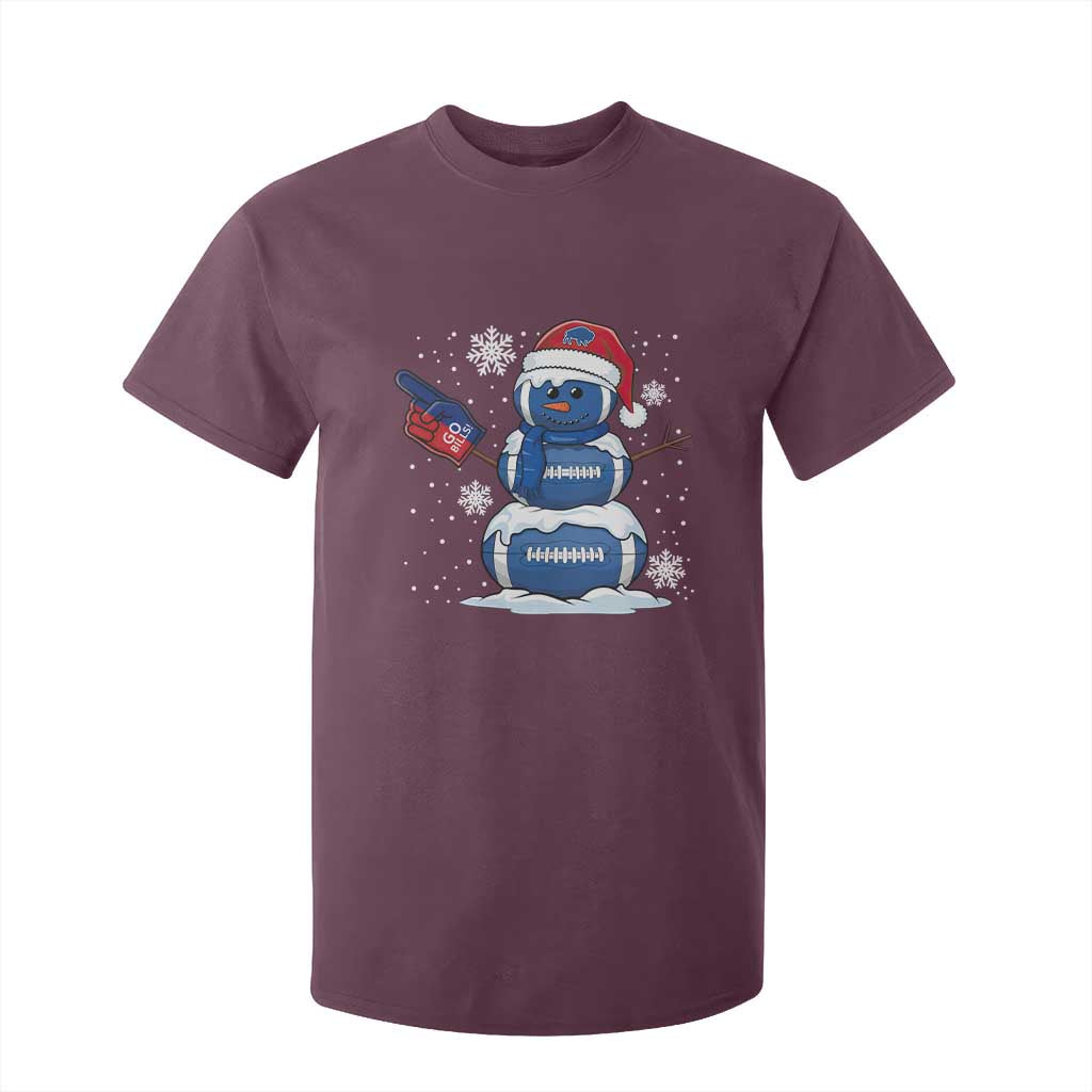 Christmas BFB Football T Shirt For Kid Vintage 90s BFB Sports Fan Football Snowman Xmas Pajamas TS10 Maroon Print Your Wear