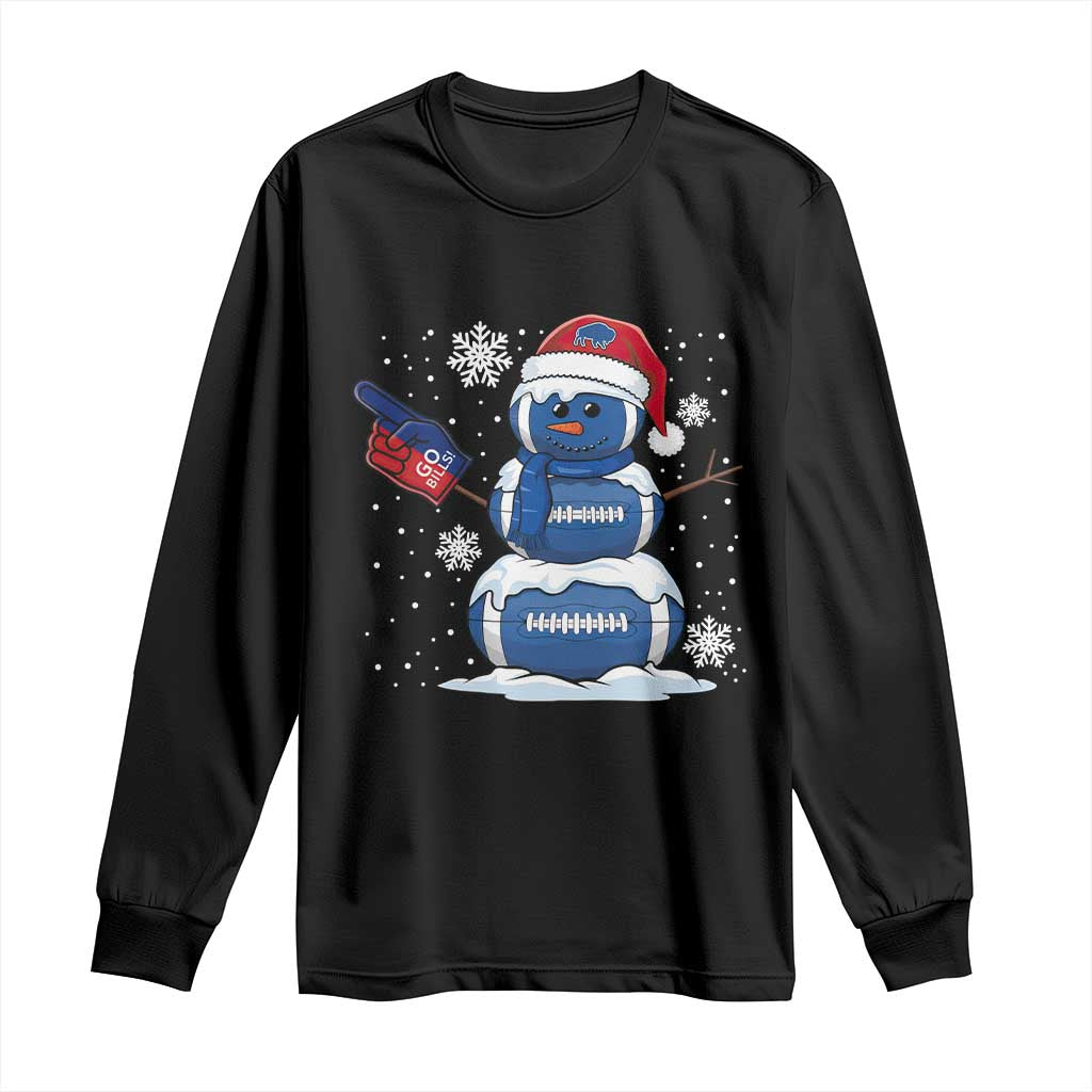 Christmas Buffalo Football Long Sleeve Shirt Vintage 90s Bill Fan Football Snowman Xmas Pajamas TS10 Black Print Your Wear