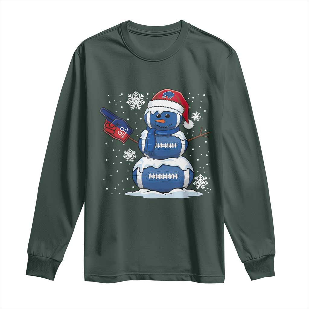Christmas BFB Football Long Sleeve Shirt Vintage 90s BFB Sports Fan Football Snowman Xmas Pajamas TS10 Dark Forest Green Print Your Wear