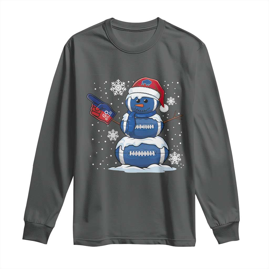 Christmas BFB Football Long Sleeve Shirt Vintage 90s BFB Sports Fan Football Snowman Xmas Pajamas TS10 Dark Heather Print Your Wear
