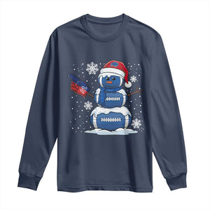 Christmas BFB Football Long Sleeve Shirt Vintage 90s BFB Sports Fan Football Snowman Xmas Pajamas TS10 Navy Print Your Wear
