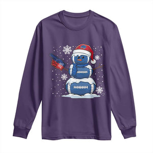 Christmas BFB Football Long Sleeve Shirt Vintage 90s BFB Sports Fan Football Snowman Xmas Pajamas TS10 Purple Print Your Wear