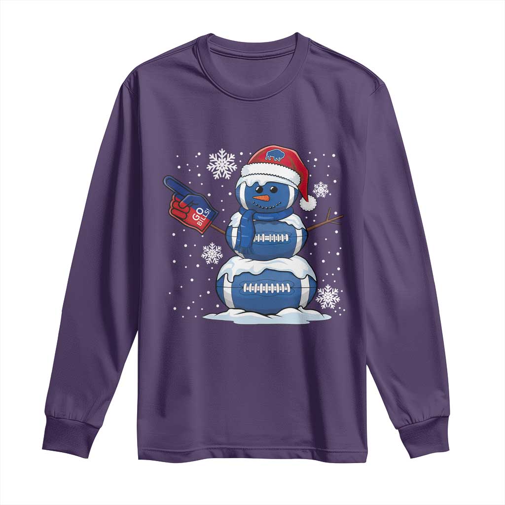 Christmas Buffalo Football Long Sleeve Shirt Vintage 90s Bill Fan Football Snowman Xmas Pajamas TS10 Purple Print Your Wear