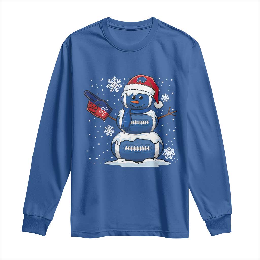 Christmas BFB Football Long Sleeve Shirt Vintage 90s BFB Sports Fan Football Snowman Xmas Pajamas TS10 Royal Blue Print Your Wear