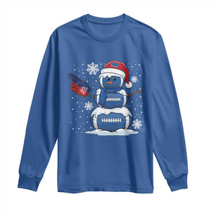 Christmas BFB Football Long Sleeve Shirt Vintage 90s BFB Sports Fan Football Snowman Xmas Pajamas TS10 Royal Blue Print Your Wear