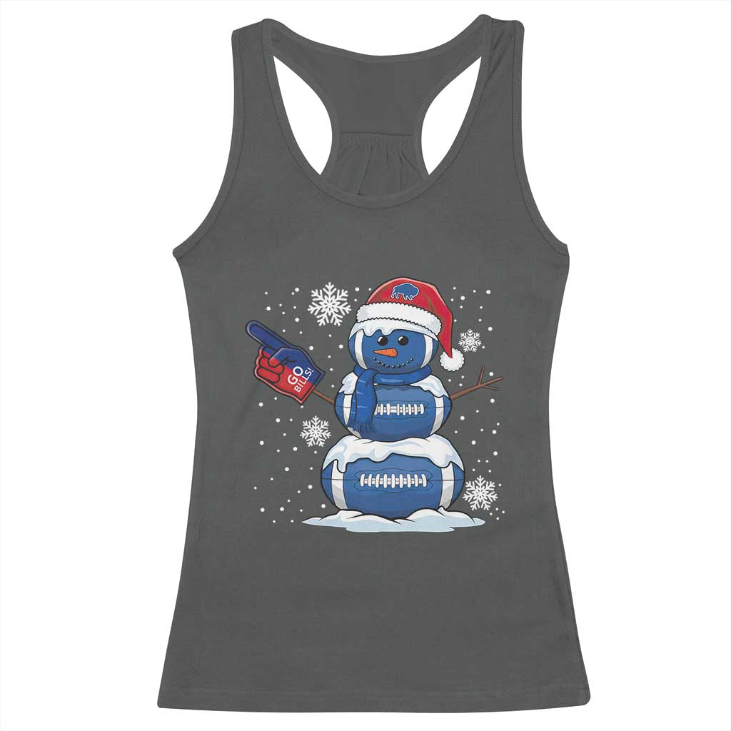 Christmas BFB Football Racerback Tank Top Vintage 90s BFB Sports Fan Football Snowman Xmas Pajamas TS10 Dark Heather Print Your Wear