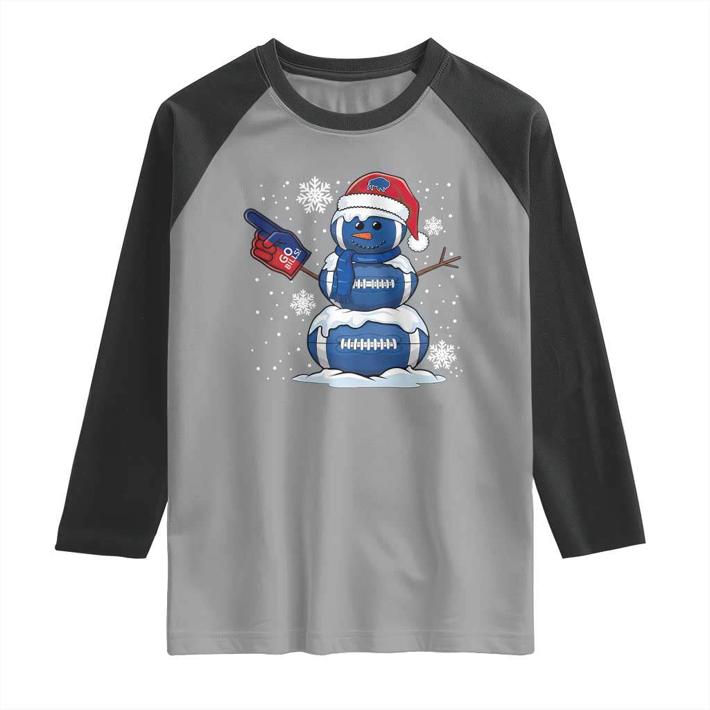 Christmas BFB Football Raglan Shirt Vintage 90s BFB Sports Fan Football Snowman Xmas Pajamas TS10 Sport Gray Black Print Your Wear
