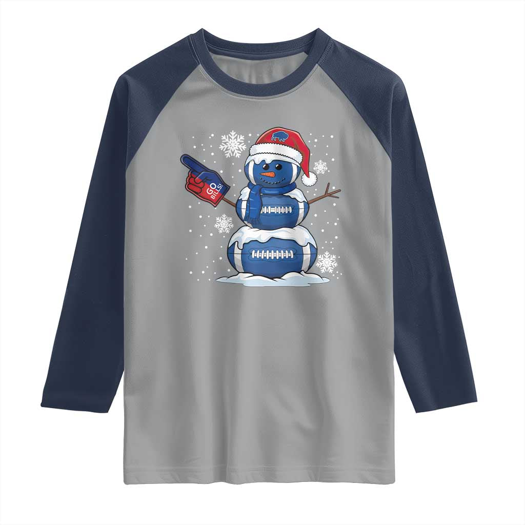 Christmas BFB Football Raglan Shirt Vintage 90s BFB Sports Fan Football Snowman Xmas Pajamas TS10 Sport Gray Navy Print Your Wear