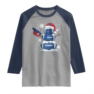 Christmas BFB Football Raglan Shirt Vintage 90s BFB Sports Fan Football Snowman Xmas Pajamas TS10 Sport Gray Navy Print Your Wear