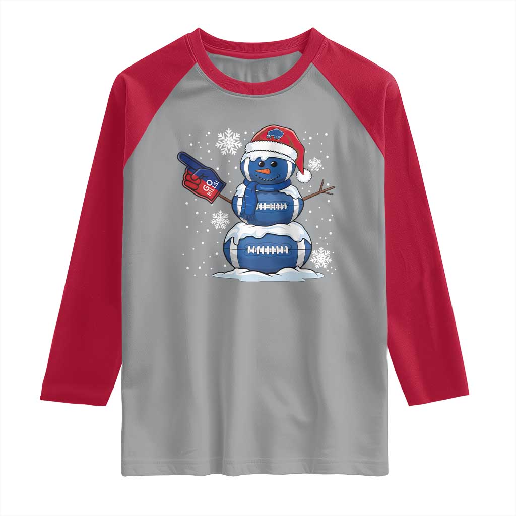 Christmas BFB Football Raglan Shirt Vintage 90s BFB Sports Fan Football Snowman Xmas Pajamas TS10 Sport Gray Red Print Your Wear